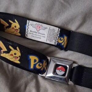 Buckle-Down Black and Yellow Pikachu Seatbelt Belt